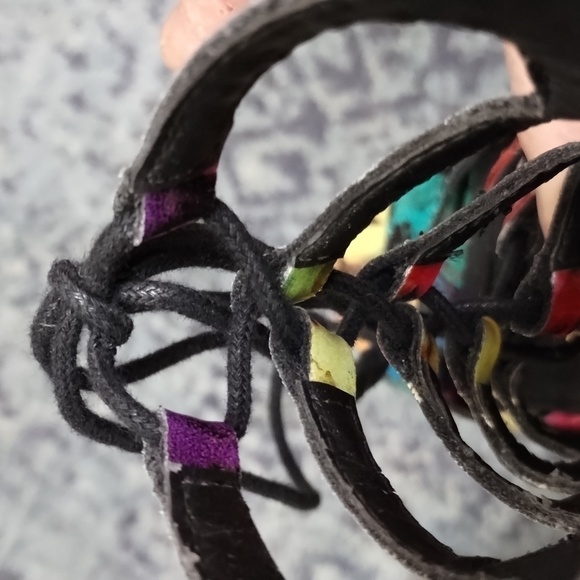 Steve Madden Cythiaa Multi-Color Open Toe Lace Up Heels Sz 5.5 M Beautful - Picture 13 of 15